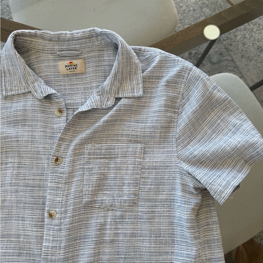 Marine Layer Men's Gray Striped Casual Shirt
